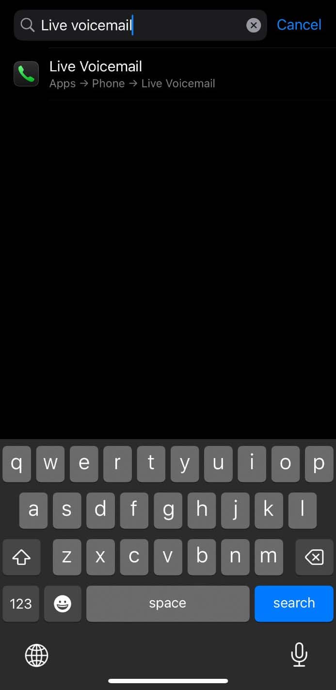 جستجوی عبارت Voicemail در تنظیمات