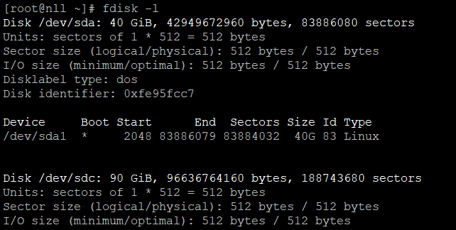  نتایج اجرای دستور fdisk -l